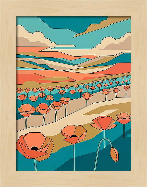 Poppy Fields Under Vibrant Skies