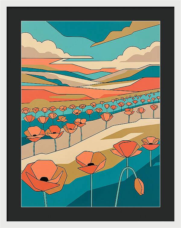 Poppy Fields Under Vibrant Skies