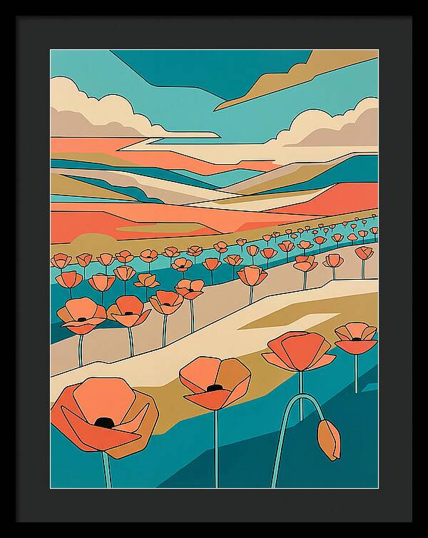 Poppy Fields Under Vibrant Skies