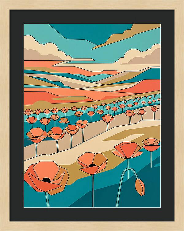 Poppy Fields Under Vibrant Skies