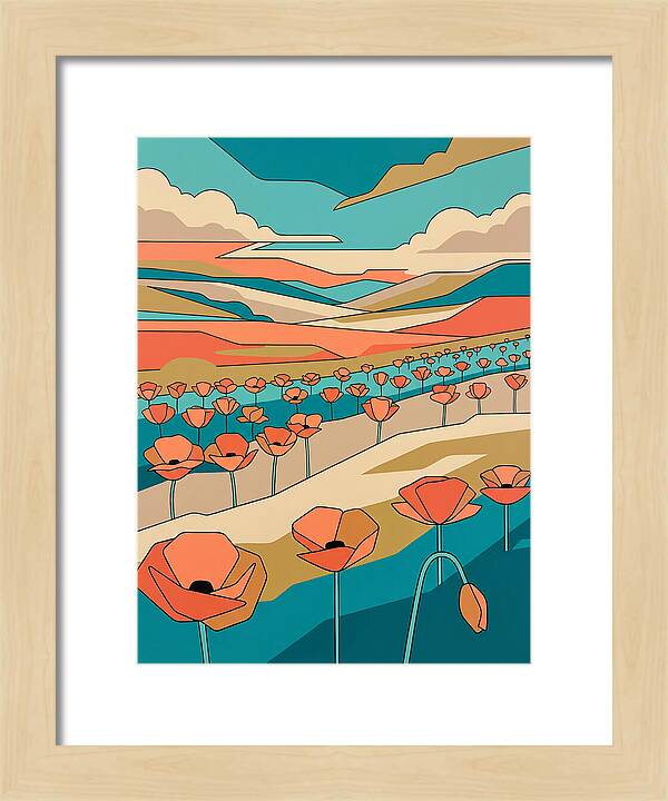 Poppy Fields Under Vibrant Skies