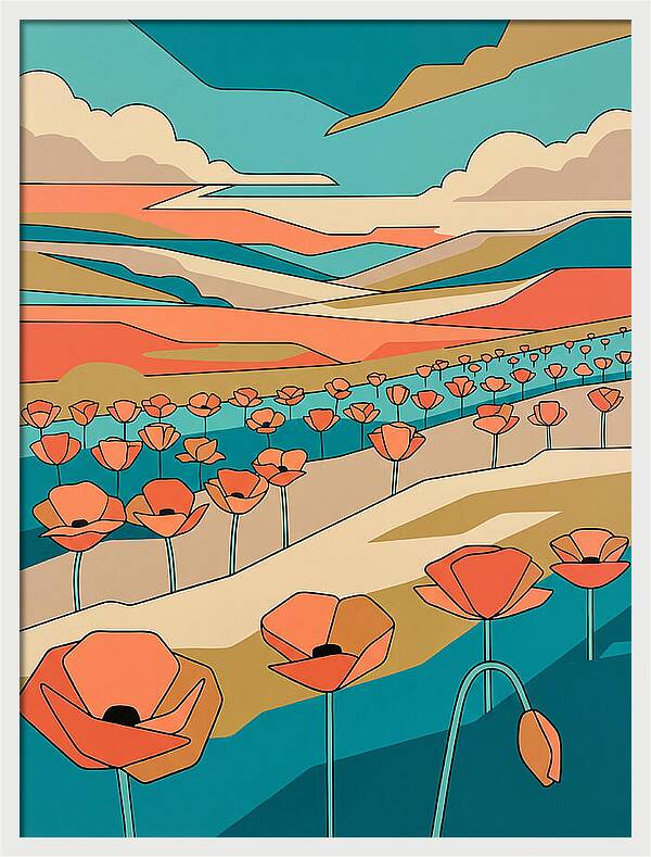 Poppy Fields Under Vibrant Skies