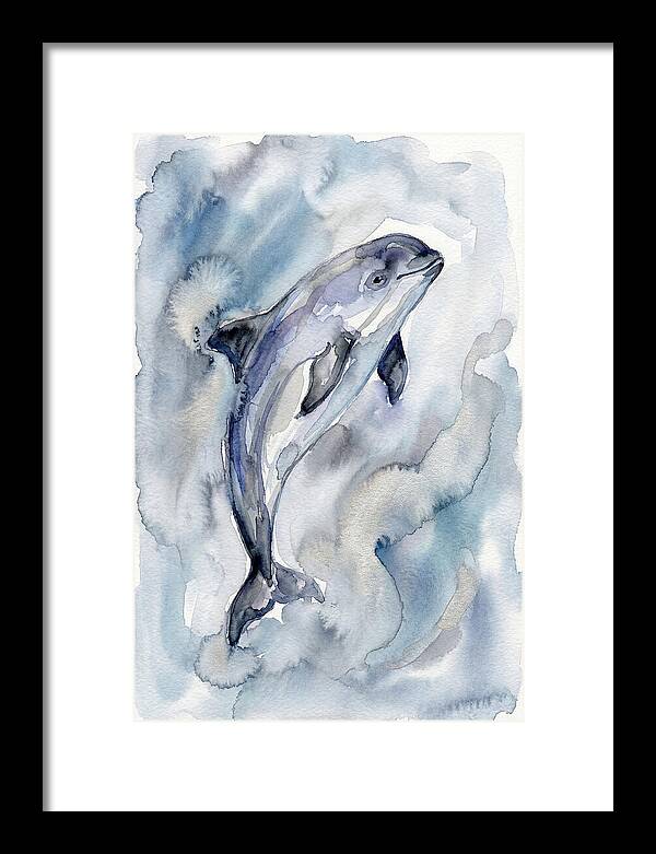 Porpoise In Watercolor Waves