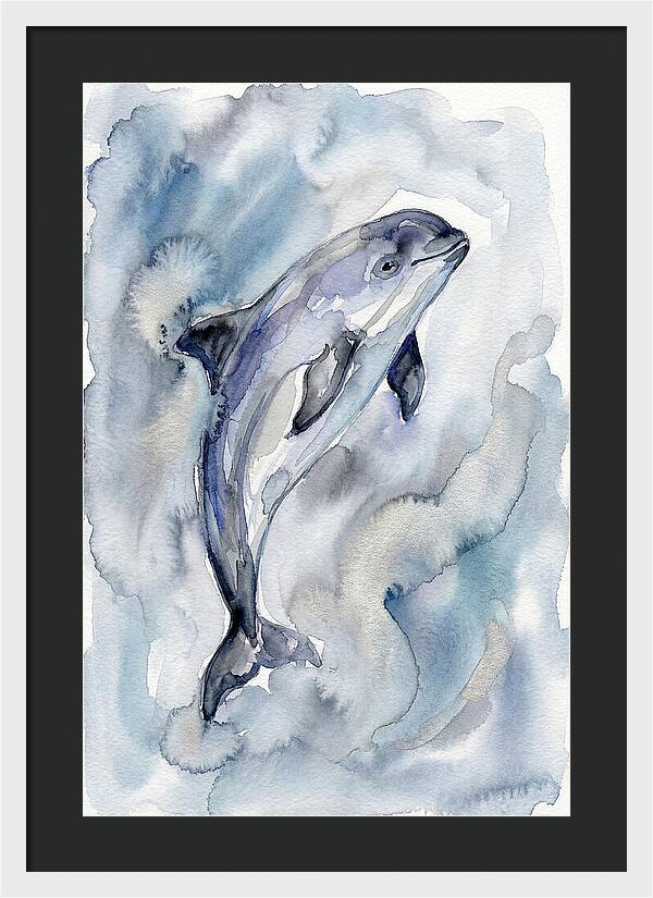 Porpoise In Watercolor Waves