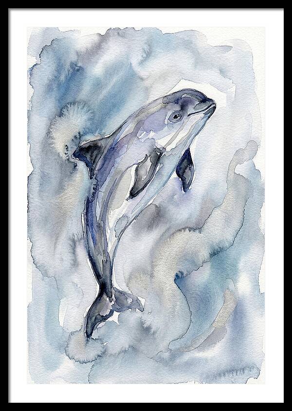 Porpoise In Watercolor Waves