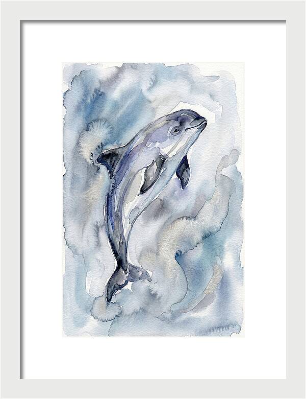 Porpoise In Watercolor Waves