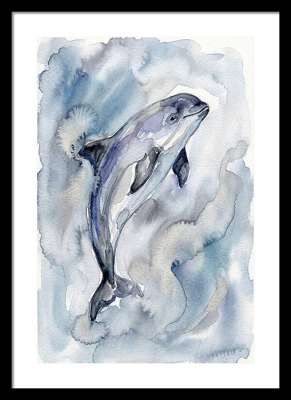 Porpoise In Watercolor Waves