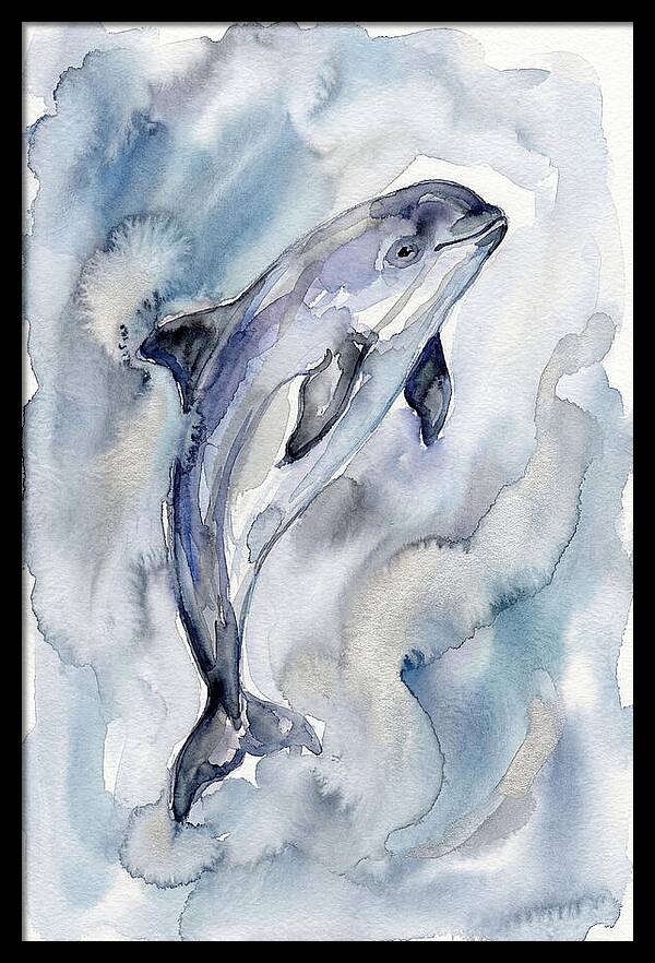 Porpoise In Watercolor Waves