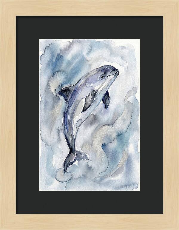 Porpoise In Watercolor Waves