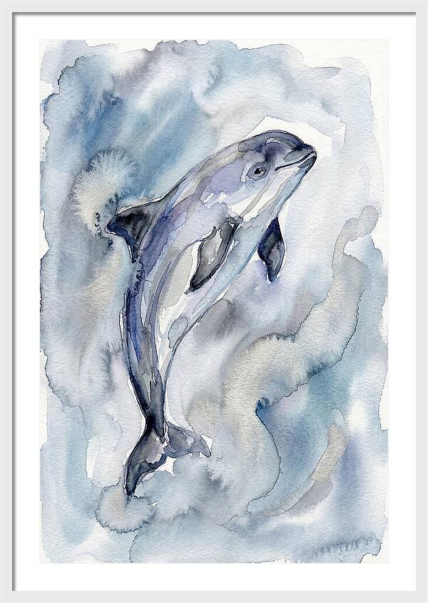 Porpoise In Watercolor Waves