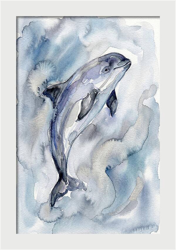 Porpoise In Watercolor Waves