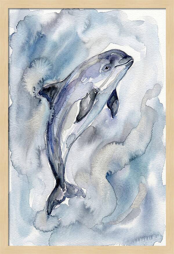 Porpoise In Watercolor Waves