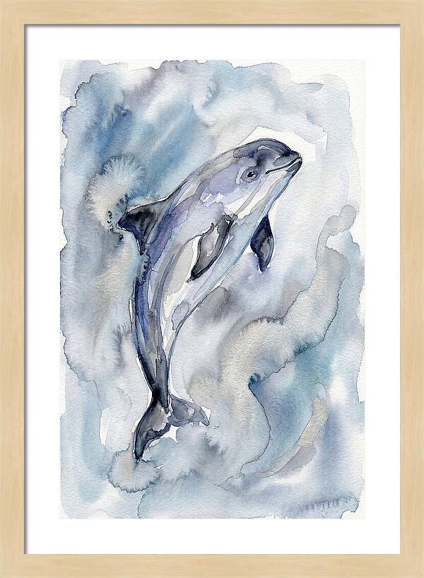 Porpoise In Watercolor Waves