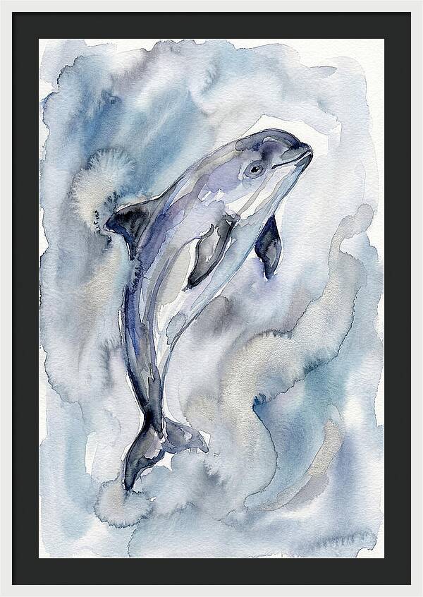 Porpoise In Watercolor Waves