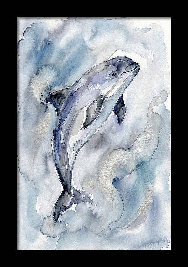 Porpoise In Watercolor Waves
