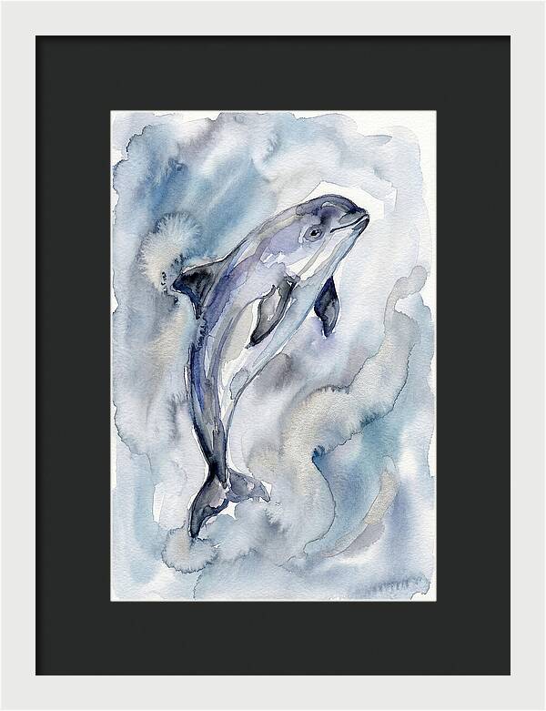 Porpoise In Watercolor Waves