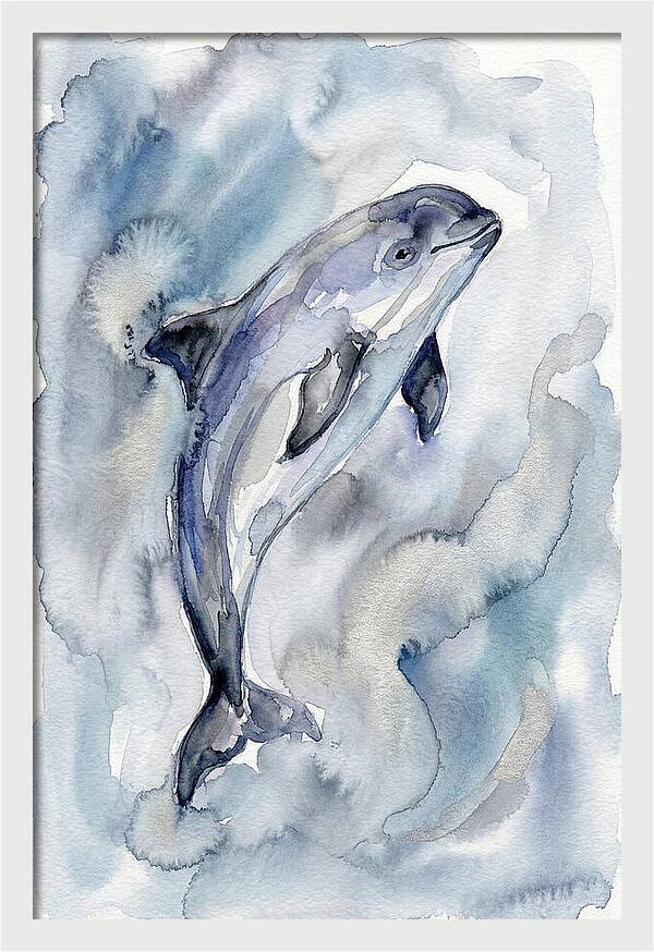 Porpoise In Watercolor Waves