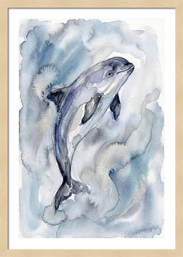 Porpoise In Watercolor Waves