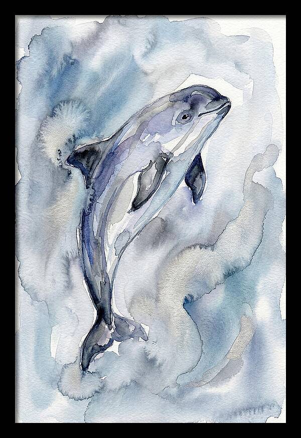 Porpoise In Watercolor Waves