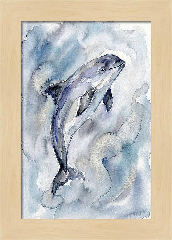 Porpoise In Watercolor Waves
