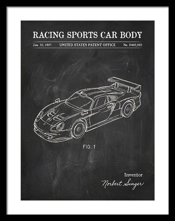 Porsche 911 Gt1 Racing Sports Car Body Chalkboard Patent Usd402922s
