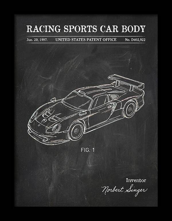 Porsche 911 Gt1 Racing Sports Car Body Chalkboard Patent Usd402922s