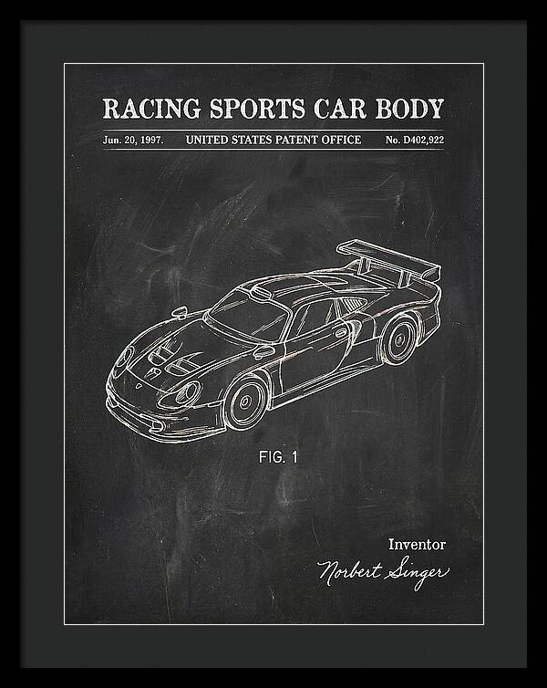 Porsche 911 Gt1 Racing Sports Car Body Chalkboard Patent Usd402922s