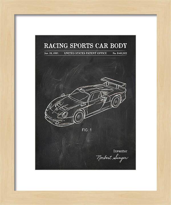 Porsche 911 Gt1 Racing Sports Car Body Chalkboard Patent Usd402922s