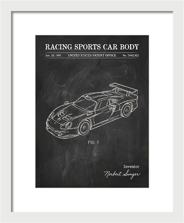 Porsche 911 Gt1 Racing Sports Car Body Chalkboard Patent Usd402922s