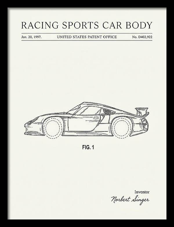 Porsche 911 Gt1 Racing Sports Car Body Minimalist Patent Usd402922s