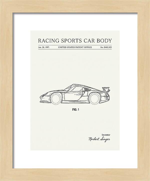 Porsche 911 Gt1 Racing Sports Car Body Minimalist Patent Usd402922s