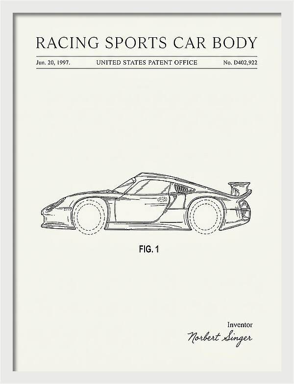 Porsche 911 Gt1 Racing Sports Car Body Minimalist Patent Usd402922s