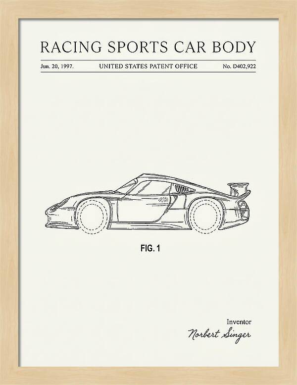 Porsche 911 Gt1 Racing Sports Car Body Minimalist Patent Usd402922s