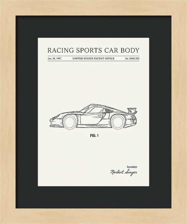 Porsche 911 Gt1 Racing Sports Car Body Minimalist Patent Usd402922s