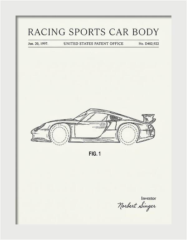 Porsche 911 Gt1 Racing Sports Car Body Minimalist Patent Usd402922s