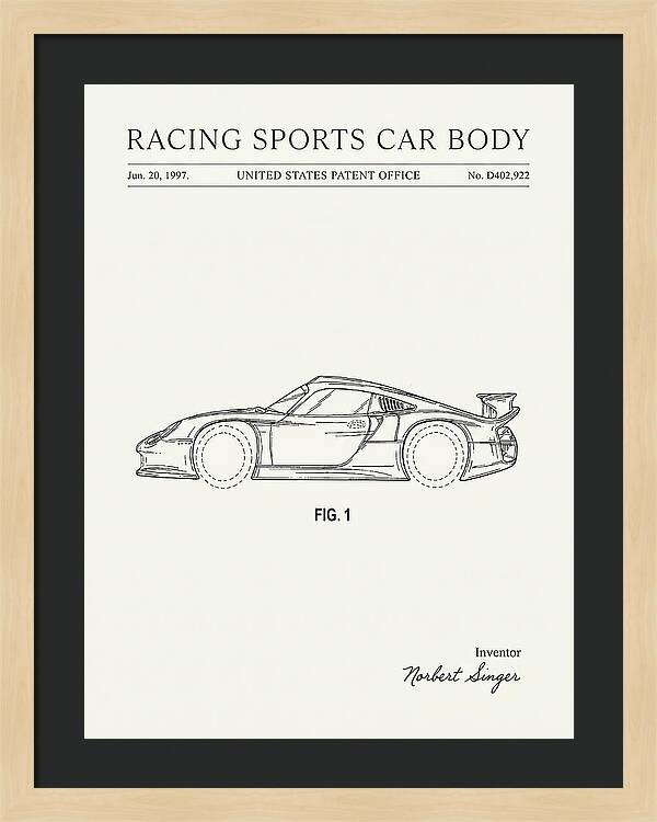 Porsche 911 Gt1 Racing Sports Car Body Minimalist Patent Usd402922s