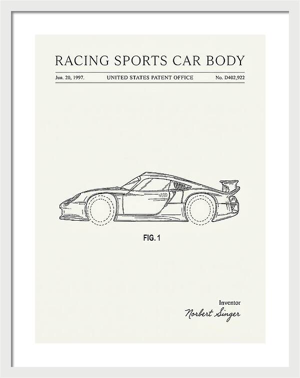 Porsche 911 Gt1 Racing Sports Car Body Minimalist Patent Usd402922s