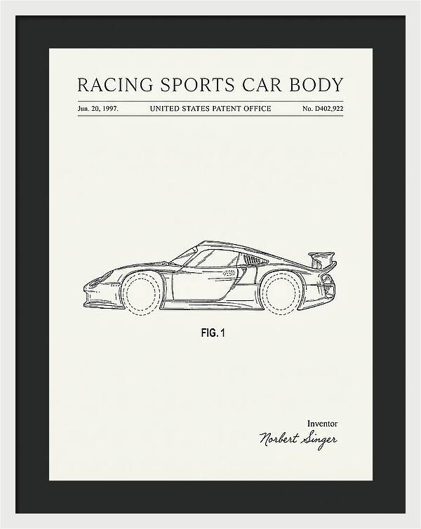 Porsche 911 Gt1 Racing Sports Car Body Minimalist Patent Usd402922s
