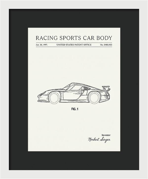 Porsche 911 Gt1 Racing Sports Car Body Minimalist Patent Usd402922s