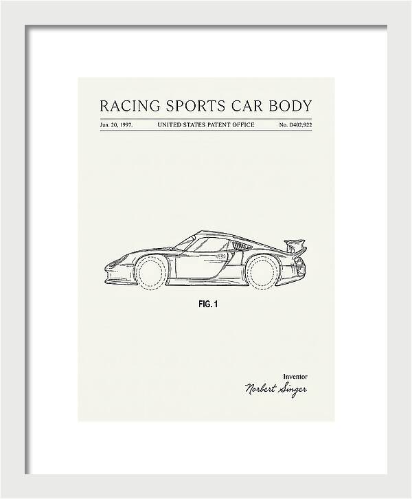 Porsche 911 Gt1 Racing Sports Car Body Minimalist Patent Usd402922s