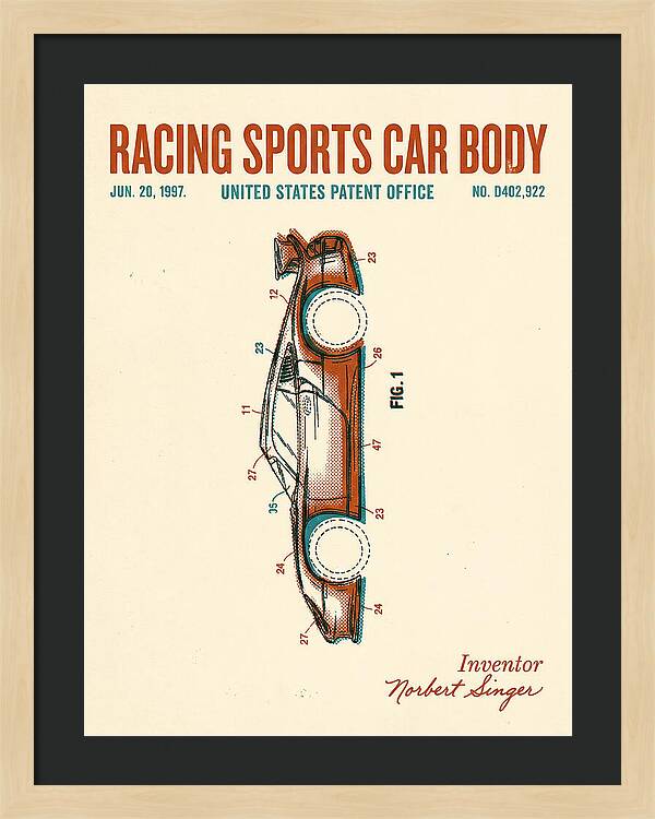 Porsche 911 Gt1 Racing Sports Car Body Retro Patent Usd402922s