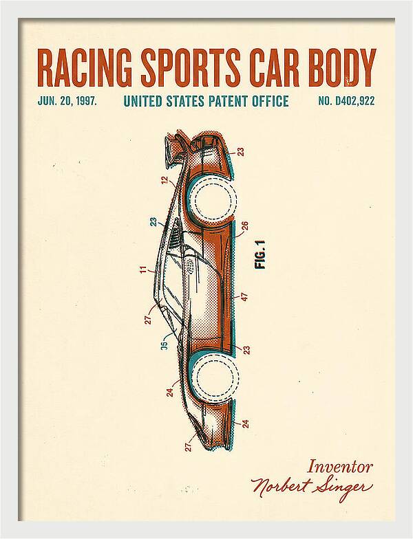 Porsche 911 Gt1 Racing Sports Car Body Retro Patent Usd402922s