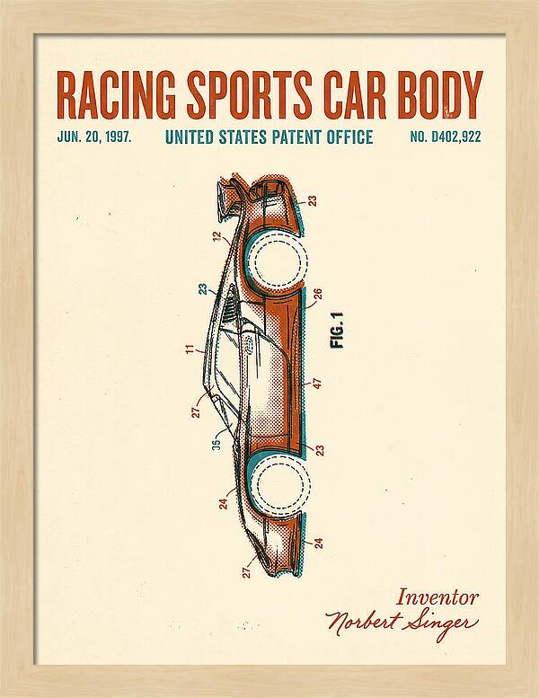 Porsche 911 Gt1 Racing Sports Car Body Retro Patent Usd402922s