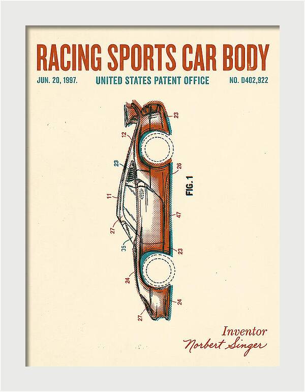 Porsche 911 Gt1 Racing Sports Car Body Retro Patent Usd402922s