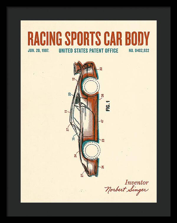 Porsche 911 Gt1 Racing Sports Car Body Retro Patent Usd402922s