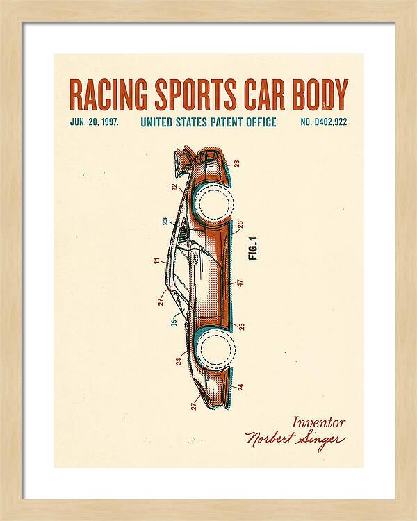 Porsche 911 Gt1 Racing Sports Car Body Retro Patent Usd402922s