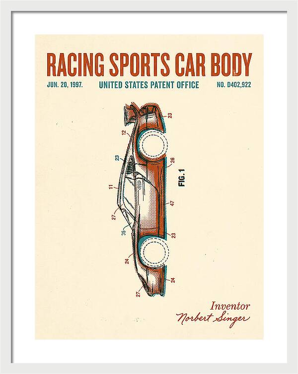 Porsche 911 Gt1 Racing Sports Car Body Retro Patent Usd402922s