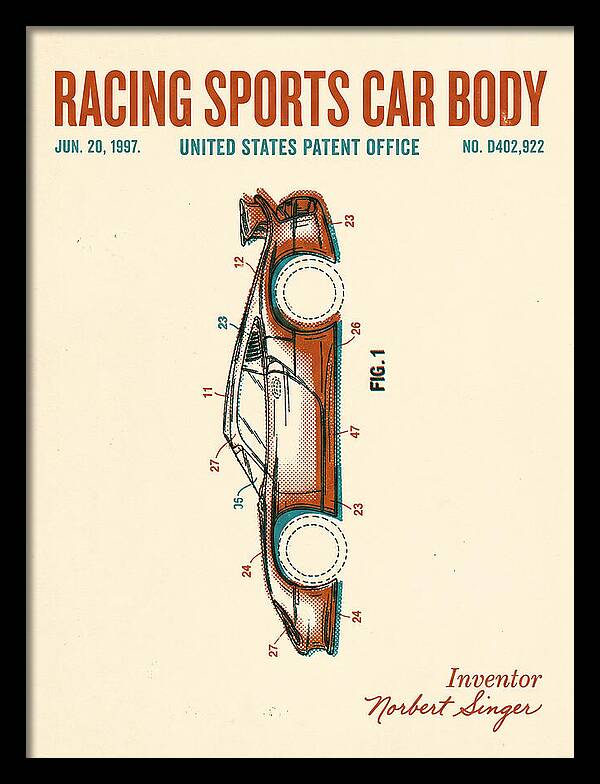 Porsche 911 Gt1 Racing Sports Car Body Retro Patent Usd402922s