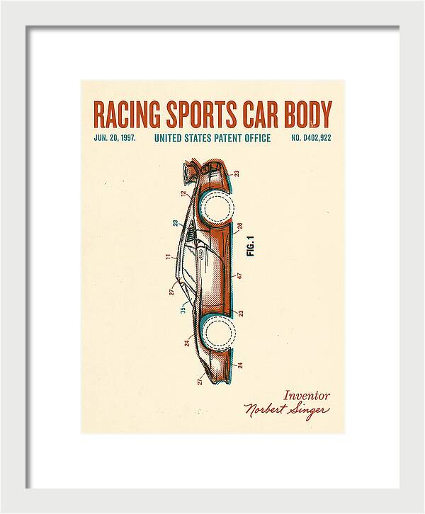 Porsche 911 Gt1 Racing Sports Car Body Retro Patent Usd402922s