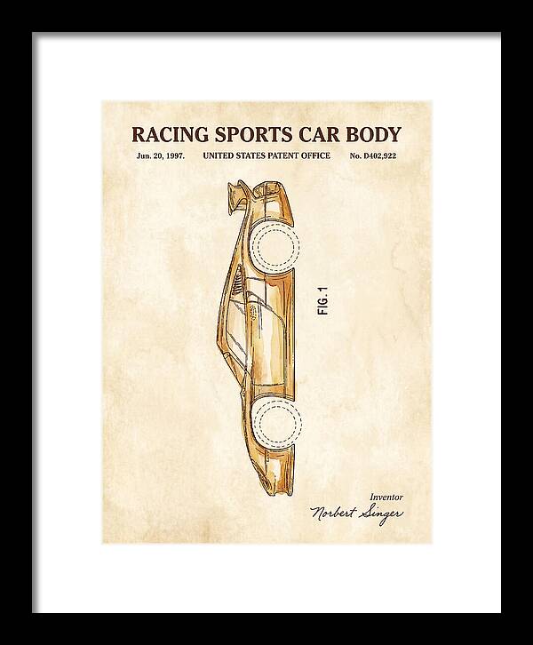 Porsche 911 Gt1 Racing Sports Car Body Watercolor Patent Usd402922s